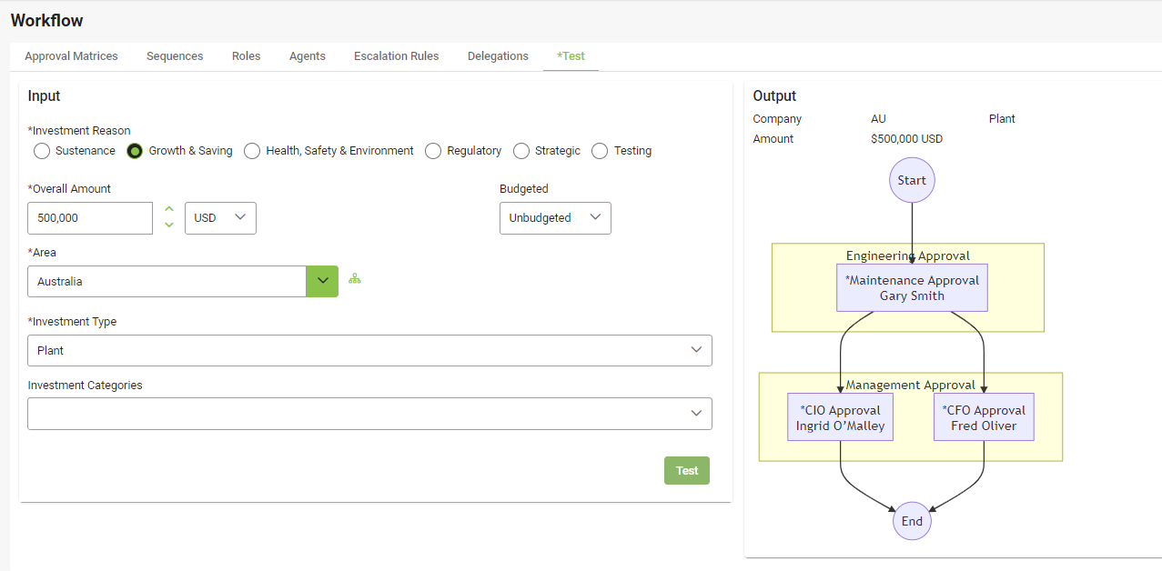 Workflow Investment Reason: features and functionality screenshot of Stratex Online